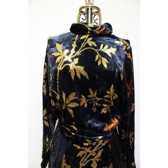 NWT Dodo Bar Or Black Metallic Gold Anita Velvet Turtleneck Dress Size 44/US 8 - Picture 3 of 7